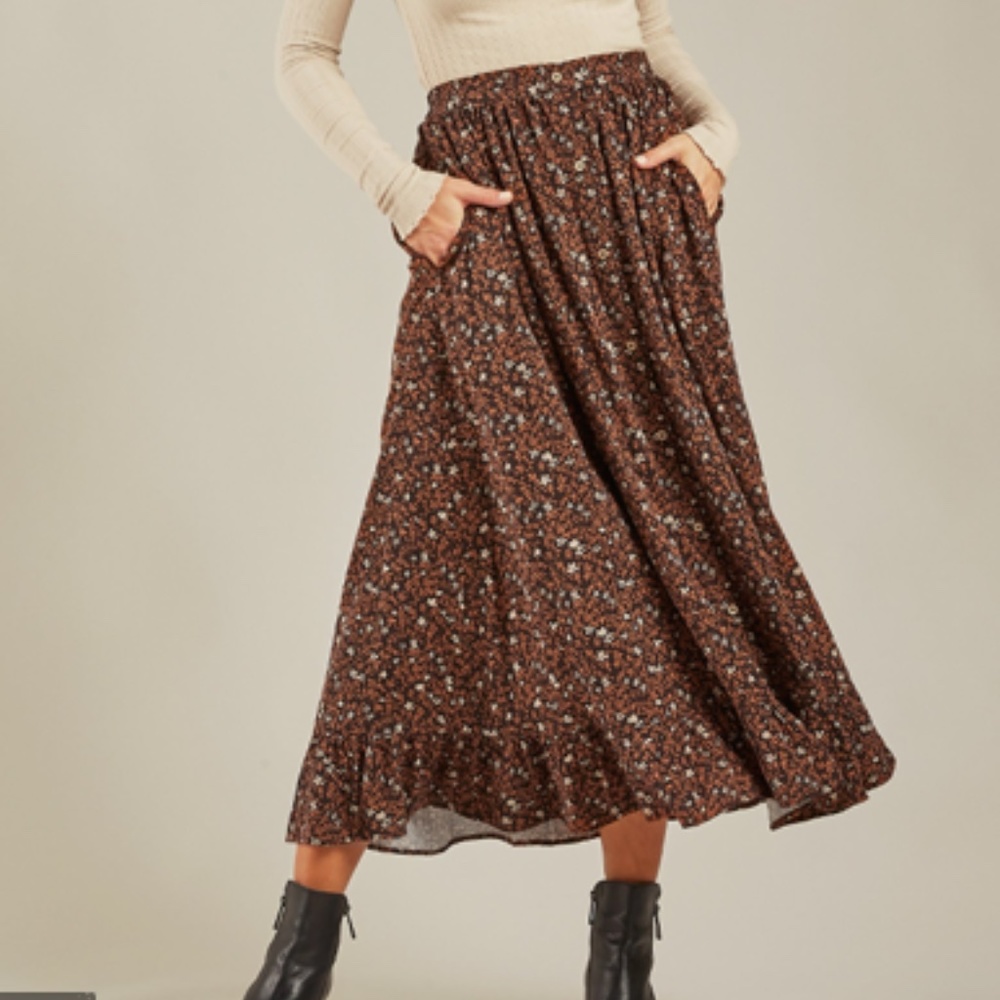 Rylee & Cru Winter Bloom Oceanside Women's Skirt size Large